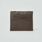 Dalydress brown leather card holder with logo, minimalist men's accessory on light background