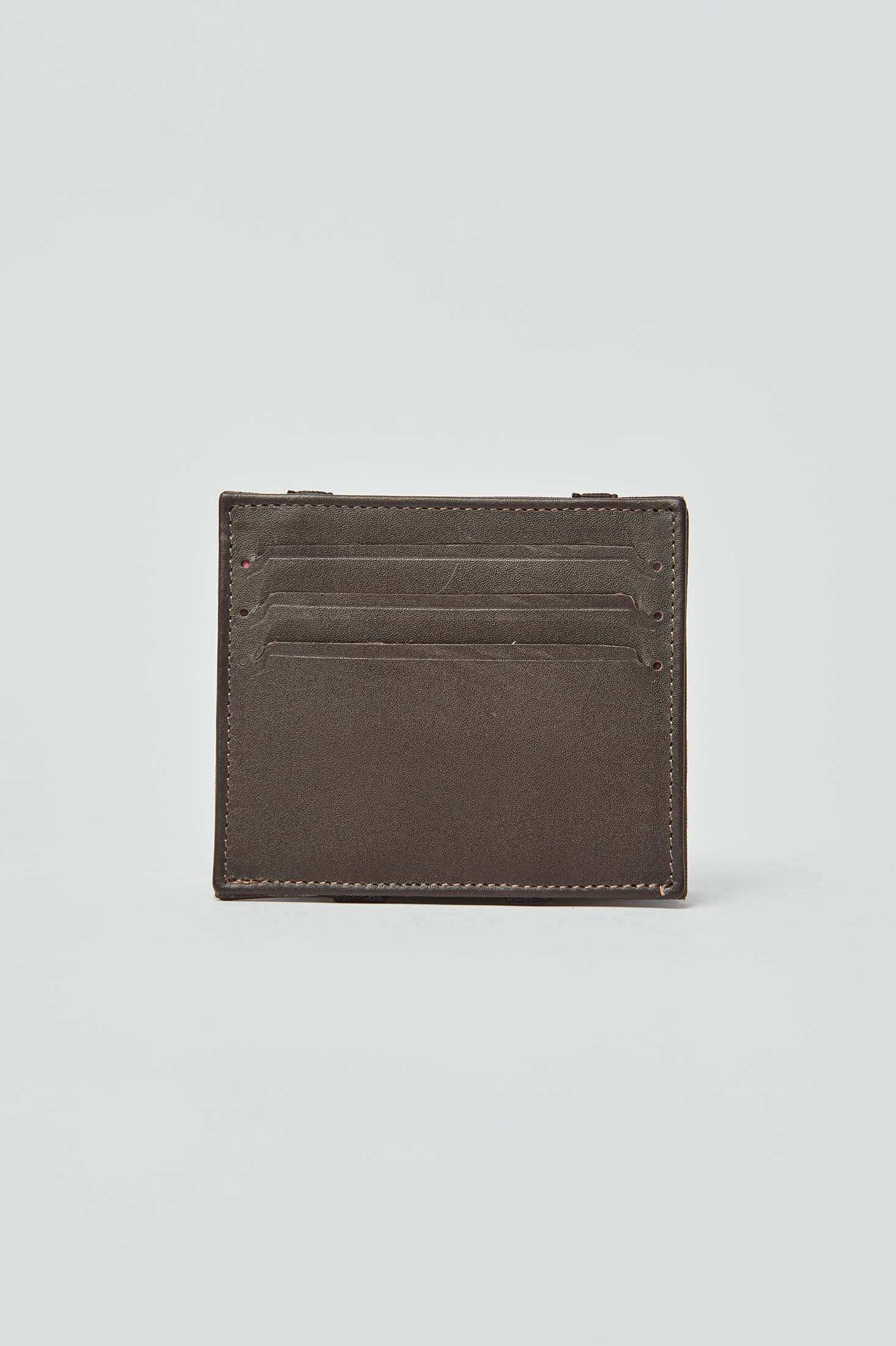 Dalydress brown leather card holder wallet with multiple slots on white background