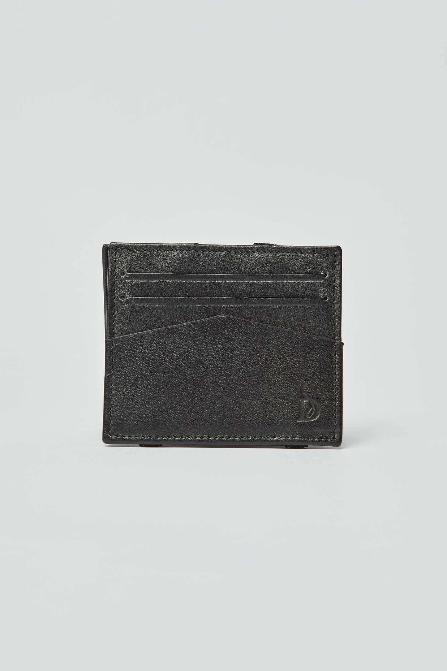 Dalydress black leather card holder with multiple slots, minimalist men's accessory on white background