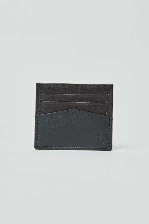 Dalydress black leather card holder wallet with multiple slots, minimalist design
