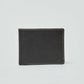 Dalydress black textured men's leather wallet with white stitching on a plain background