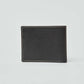 Dalydress black leather men's wallet with contrast stitching on white background