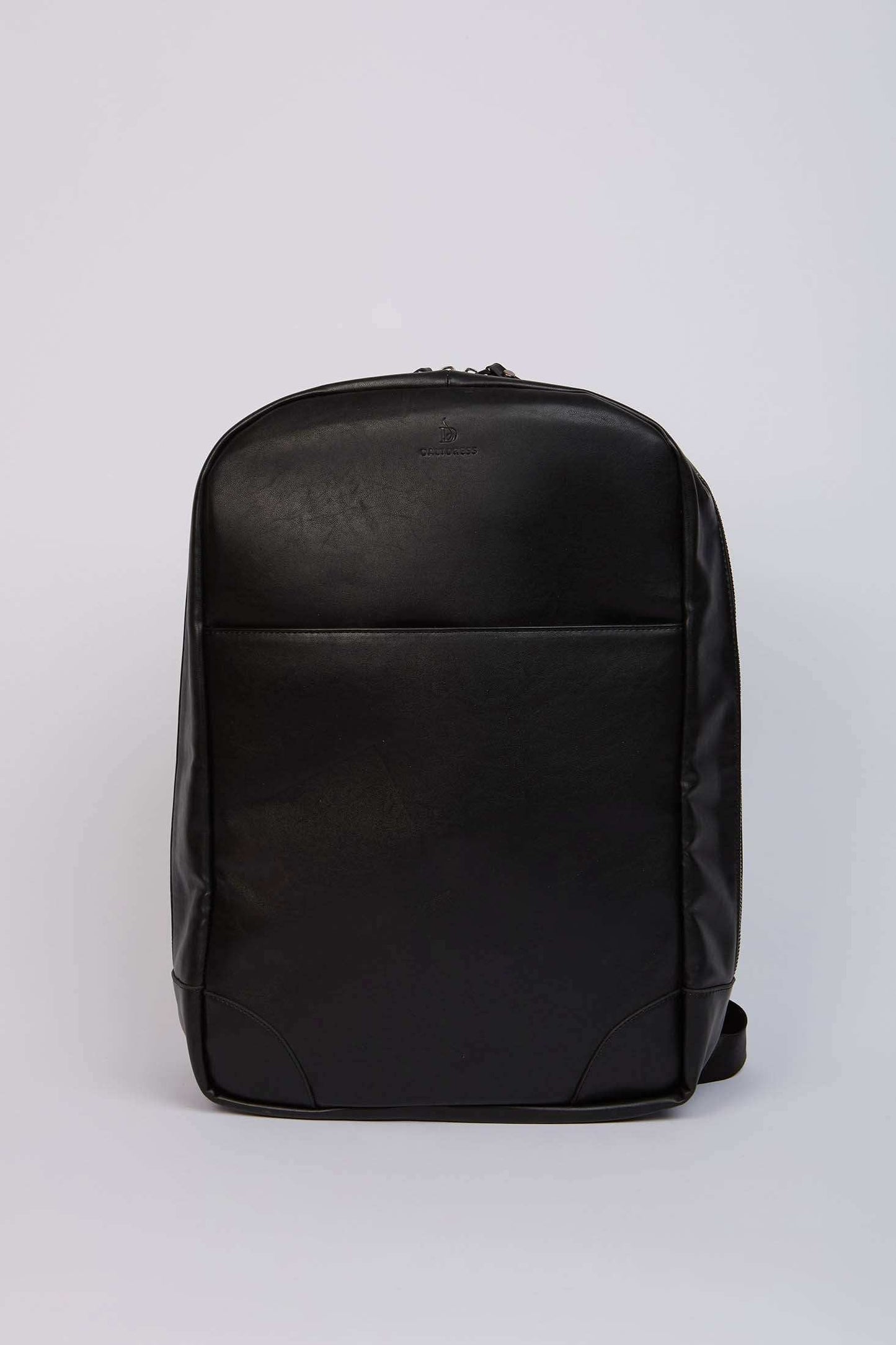 Dalydress sleek black leather backpack with minimalist design, men's fashion accessory