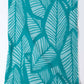 Teal and light blue square scarf with bold leaf print pattern on white background