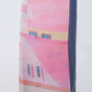 Light pink chiffon scarf with abstract geometric print and navy border on white background