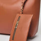 Dalydress brown leather tote bag with matching zip pouch, gold hardware, Egypt fashion brand