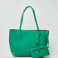 Dalydress green tote bag with matching zip pouch, stylish women's accessory on white background