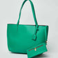 Dalydress green tote bag with matching zip pouch, women's accessory on plain background