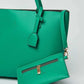 Dalydress green women's tote bag with matching zip pouch, gold zipper and branding