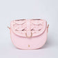 Dalydress pastel pink woven crossbody bag with gold hardware, women's accessory on white background