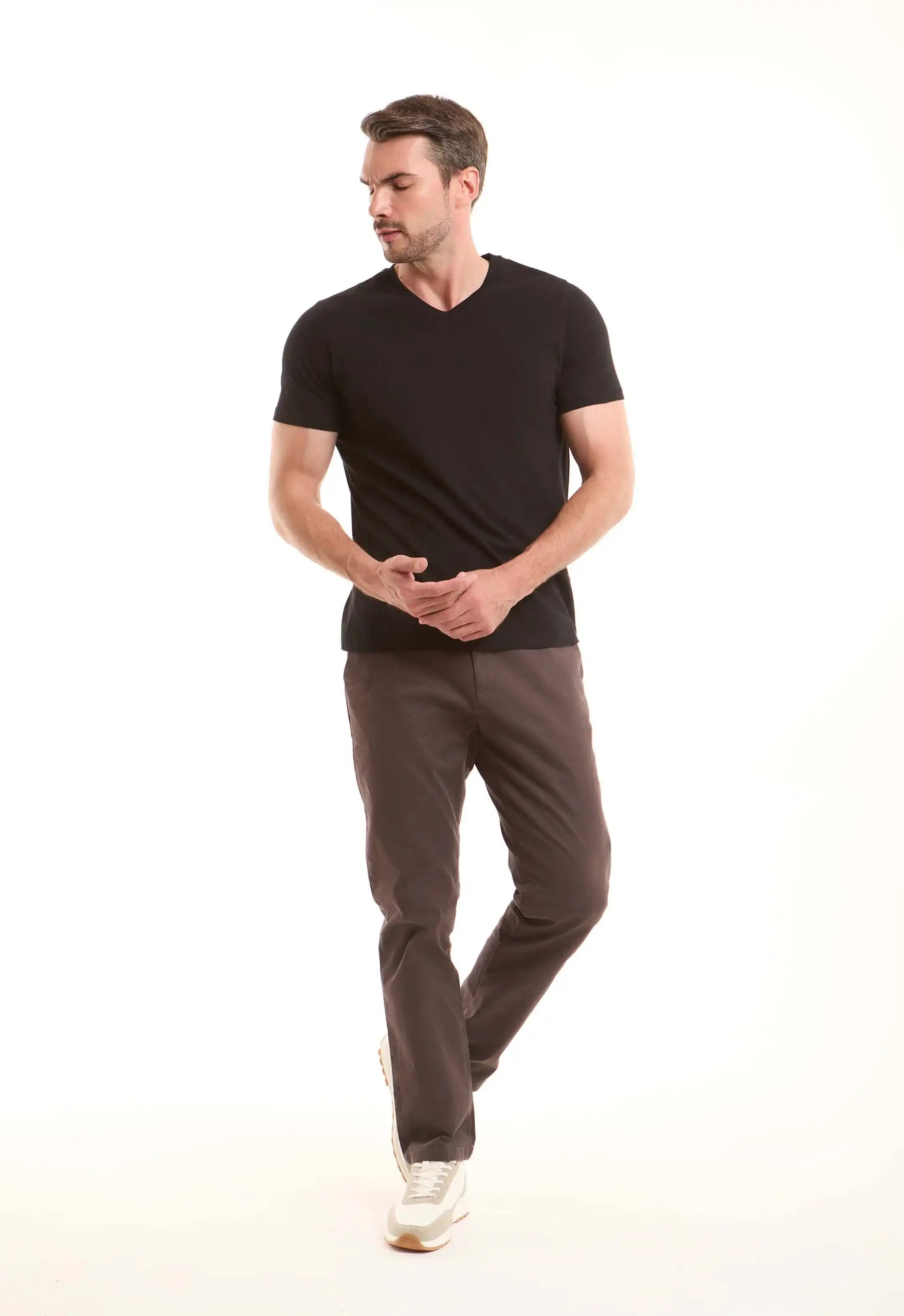 Stretch Cotton Straight Chinos Pants