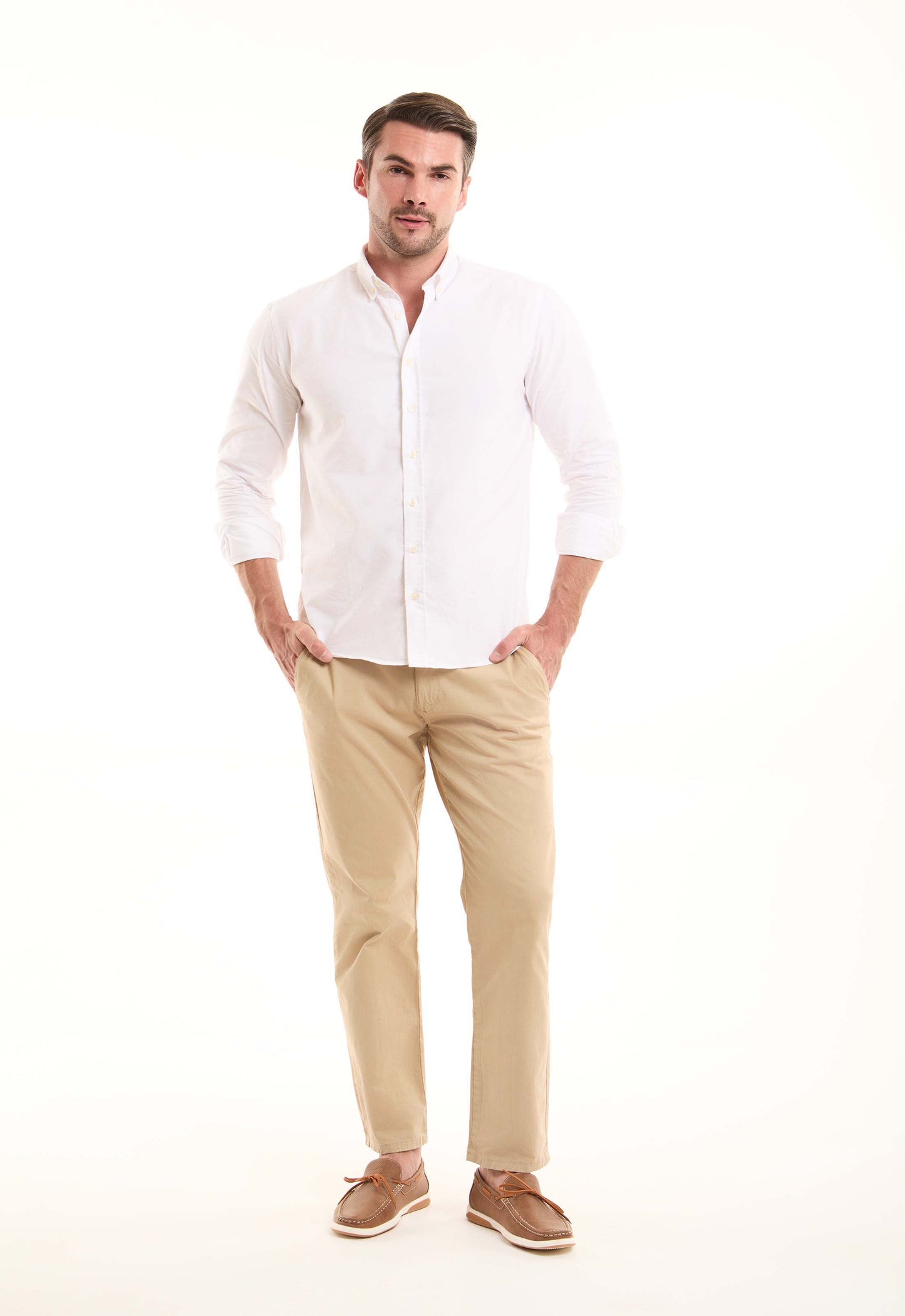 Stretch Cotton Straight Chinos Pants