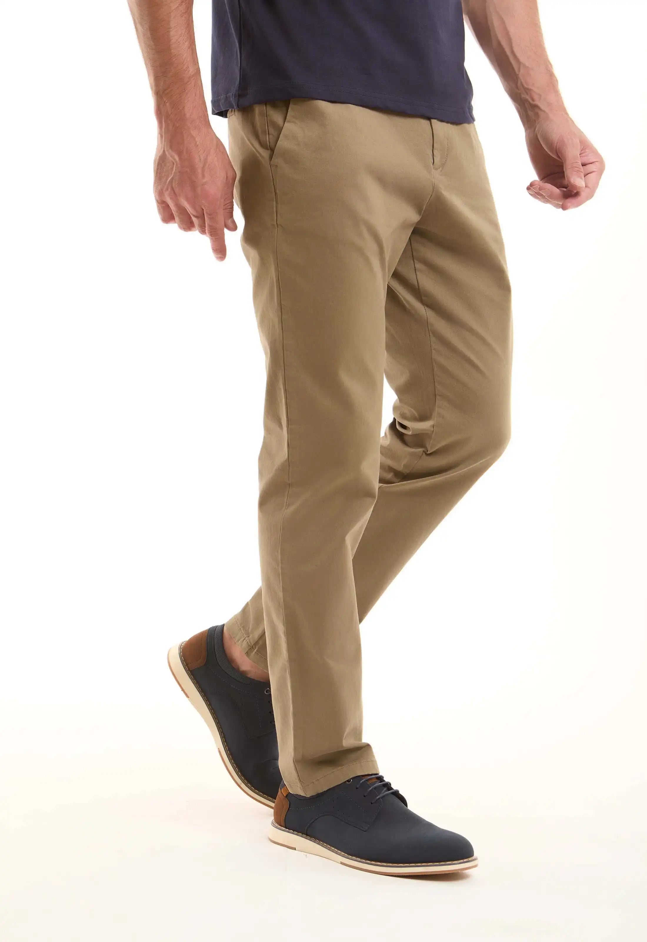 بنطلون قطن مرن بساق مستقيمة 