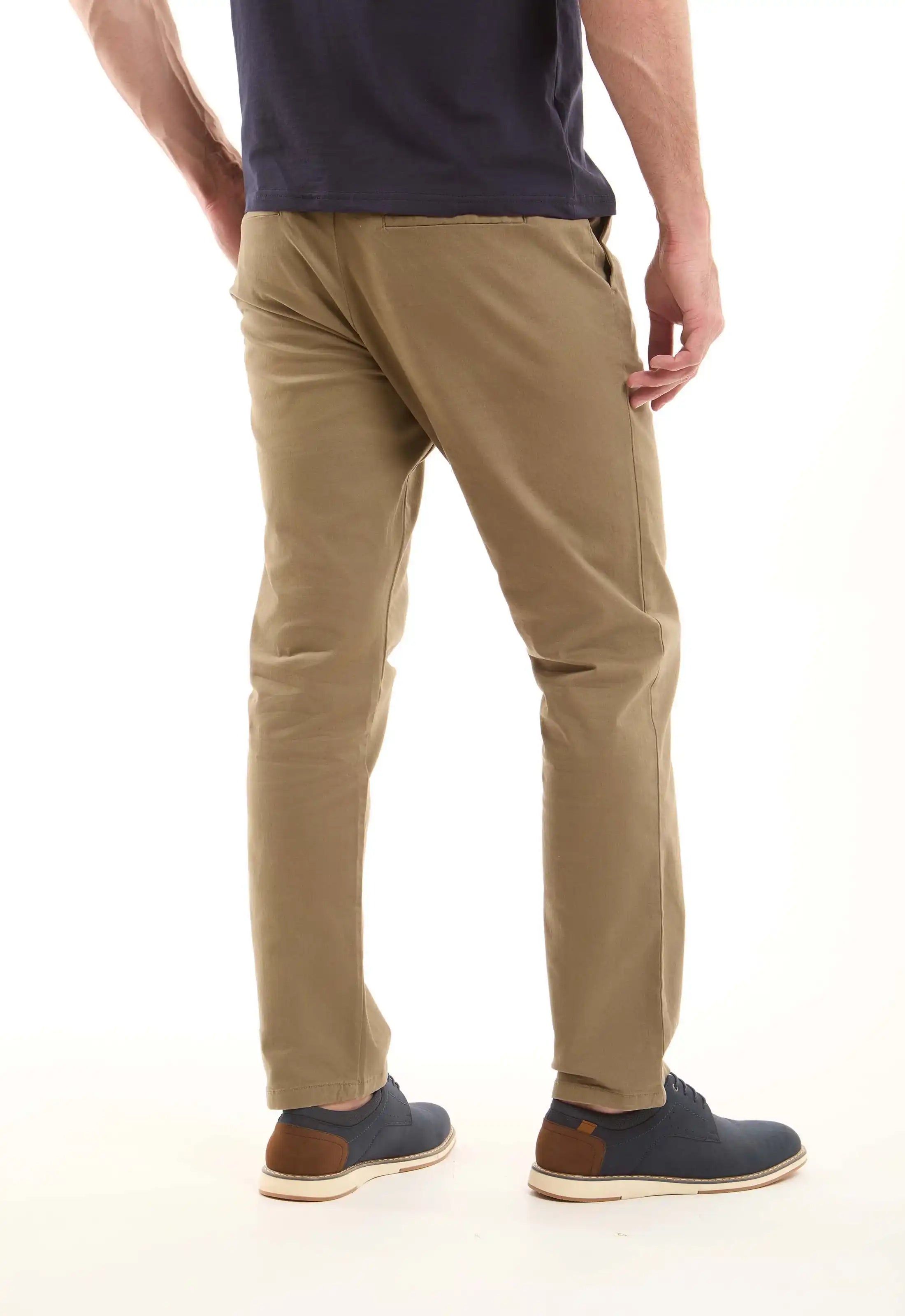 بنطلون قطن مرن بساق مستقيمة 