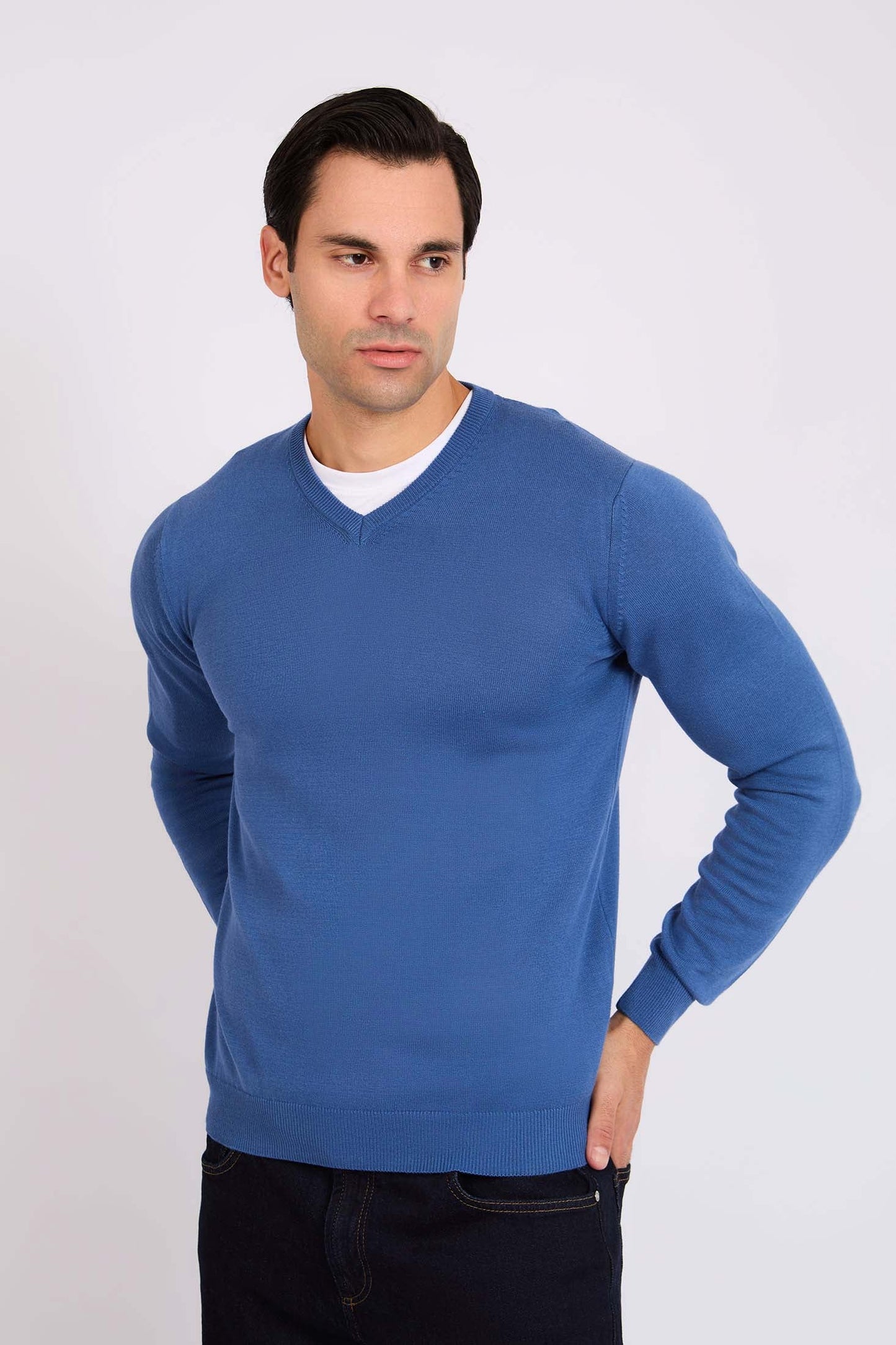 بلوفر رجال عادي أزرق