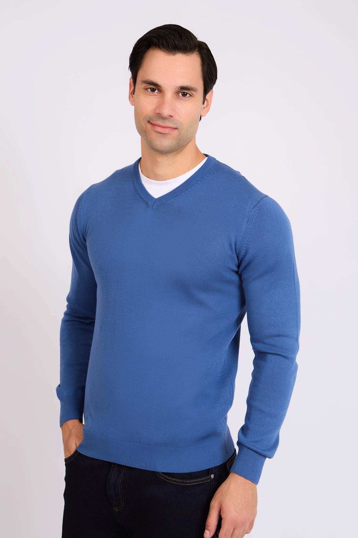 Men Regular Fit Pullover Blue