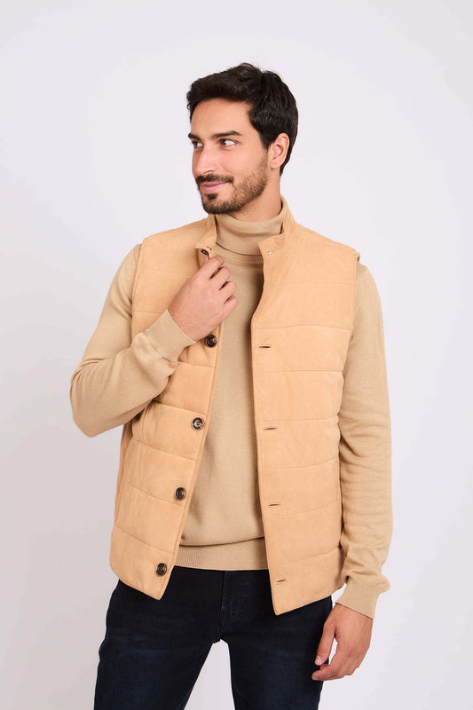 Men Regular Fit Vest Brown