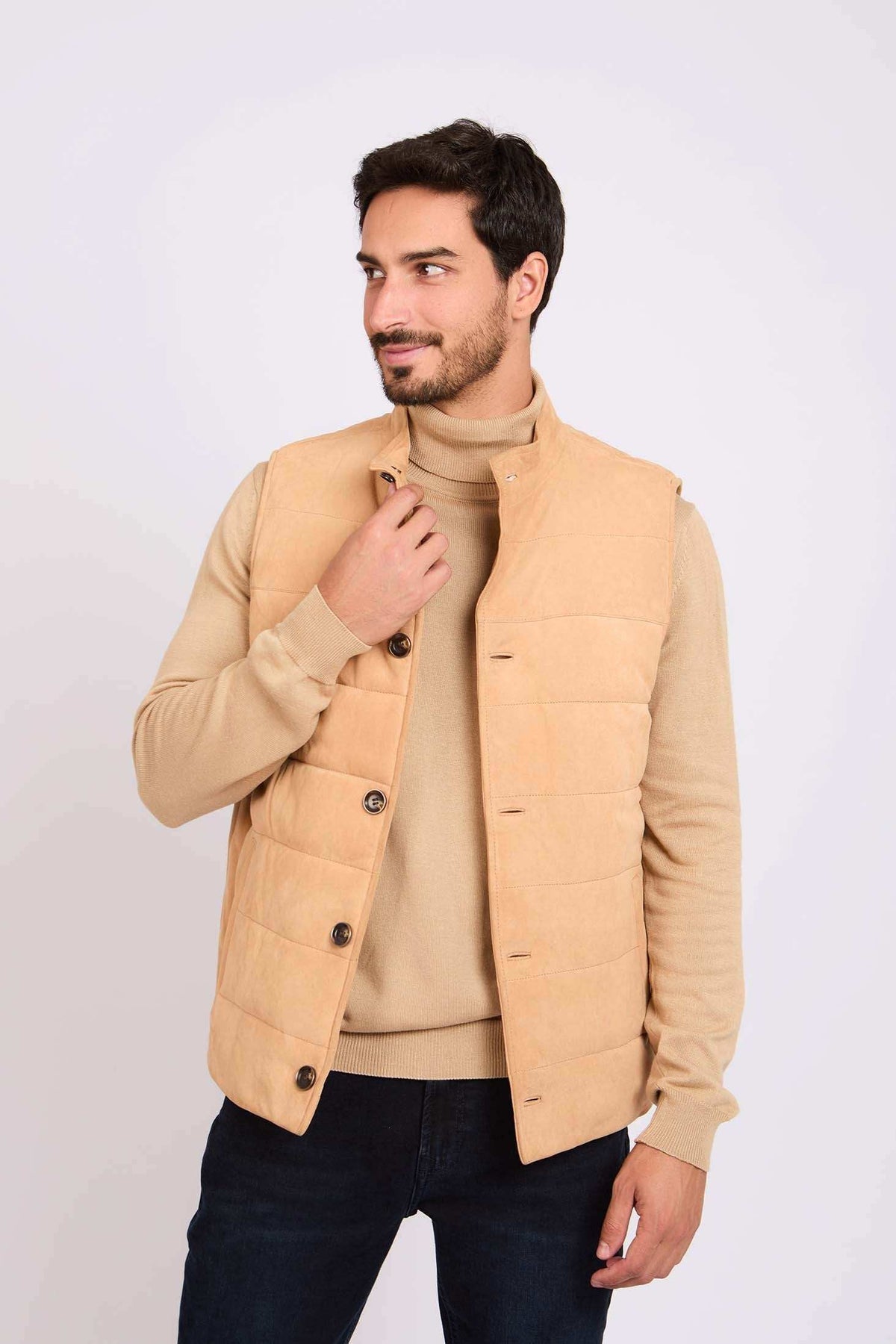 Men Regular Fit Vest Brown
