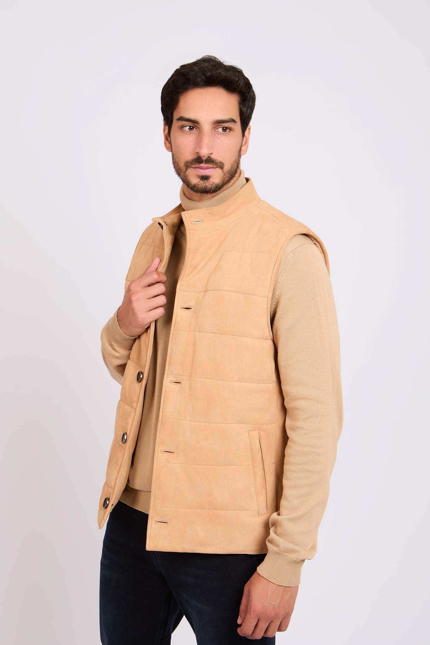 Men Regular Fit Vest Brown