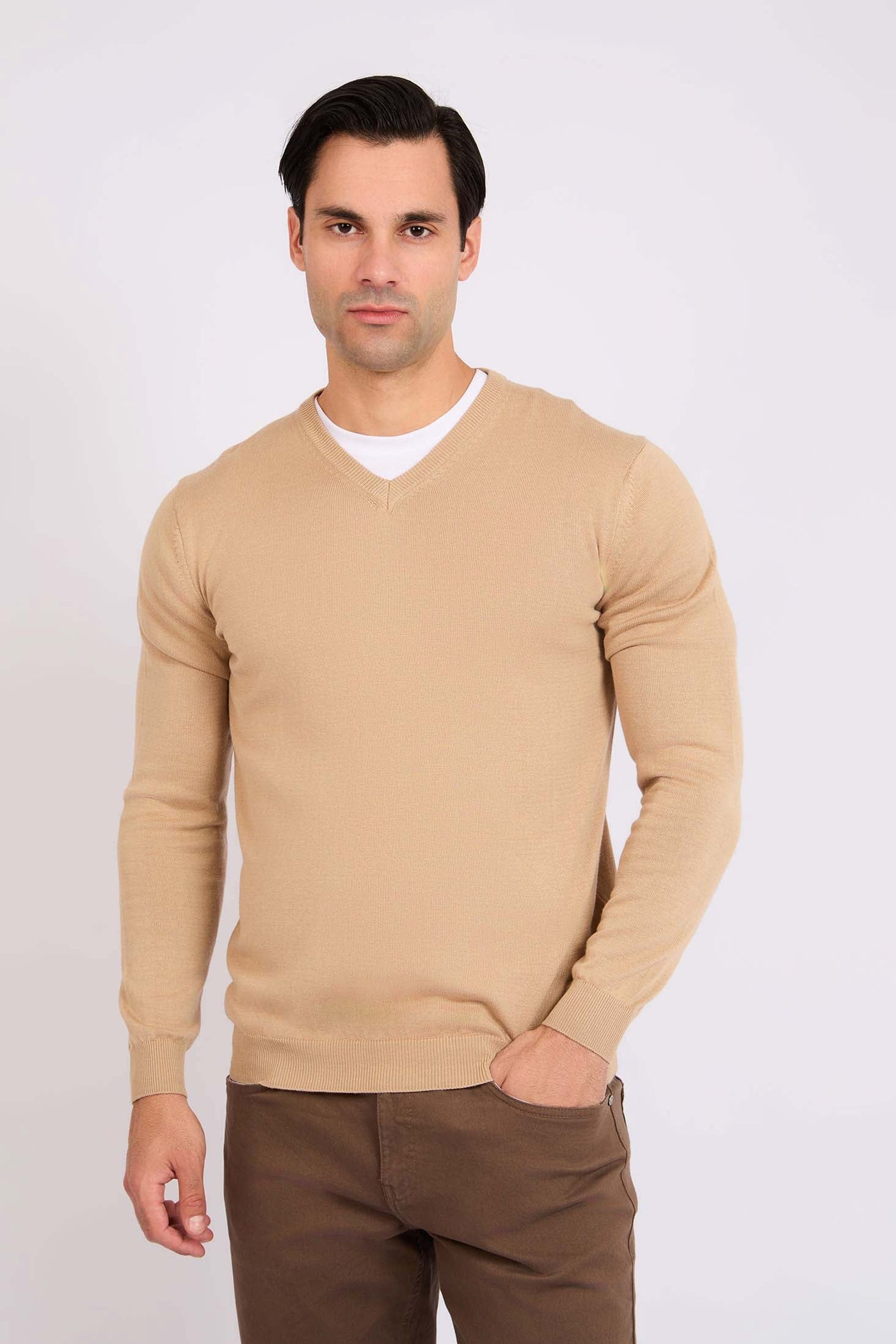 Men Regular Fit Pullover - Brown