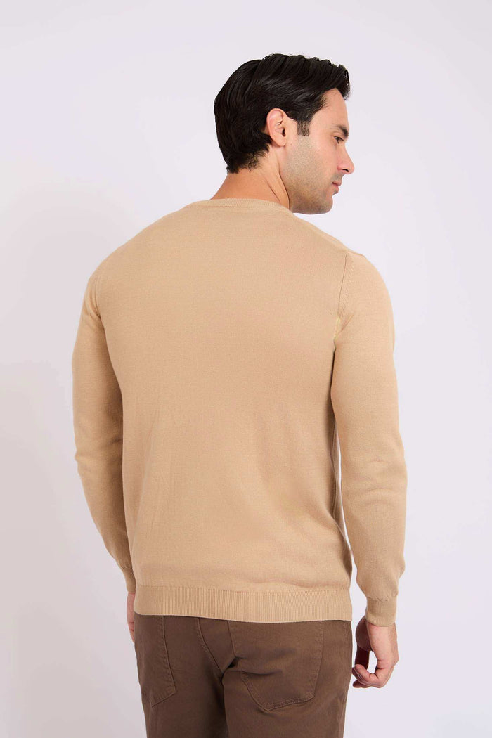 Men Regular Fit Pullover Brown