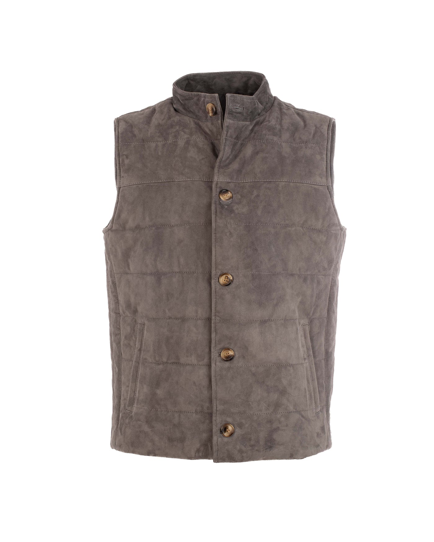 Men Suede Genuine Leather Vest - Grey