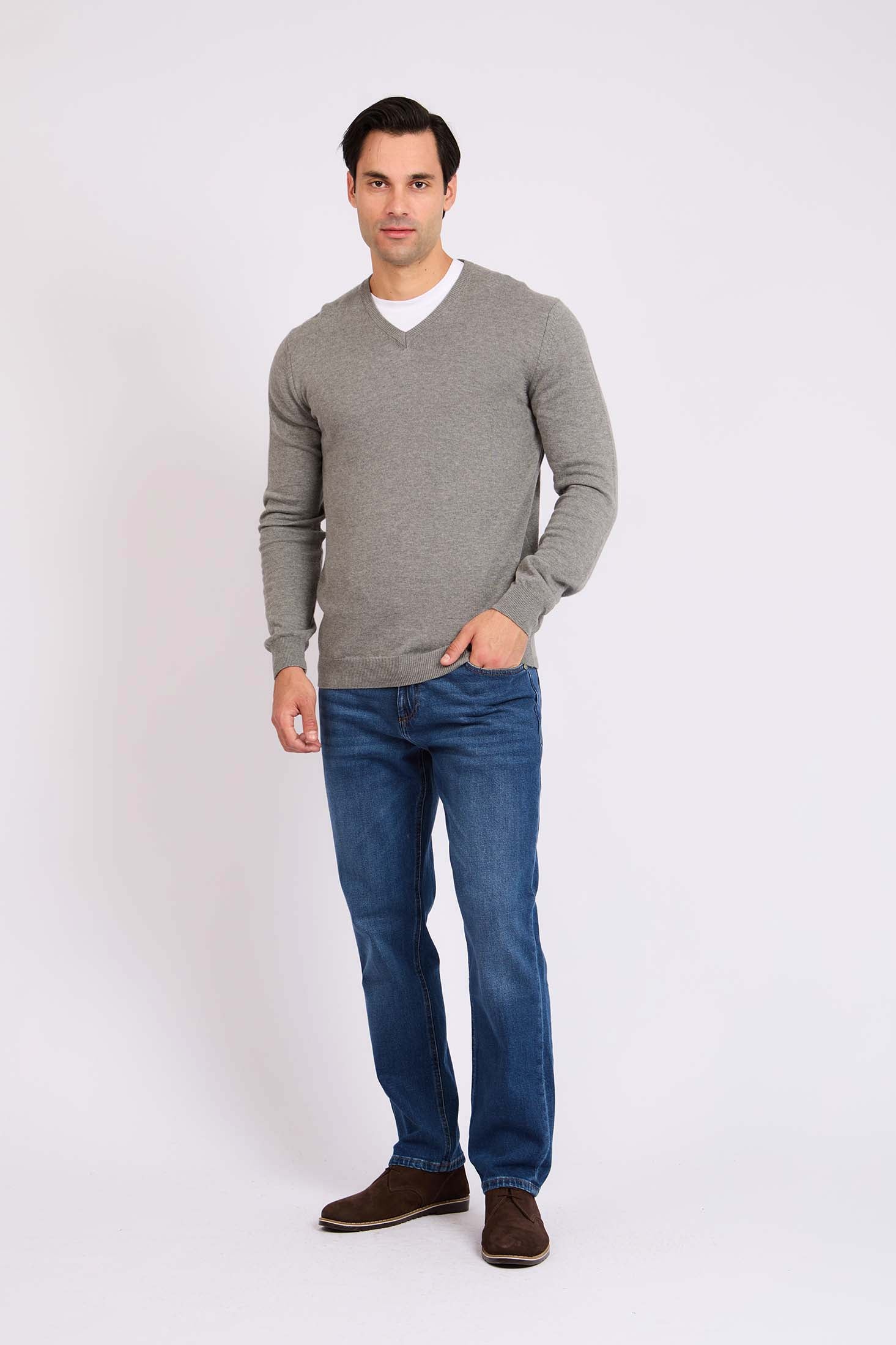 Men Regular Fit Pullover Grey