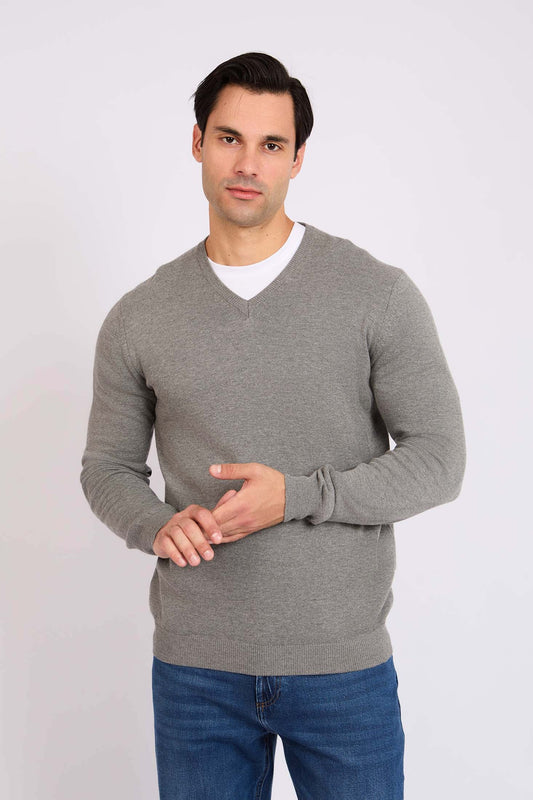 Men Regular Fit Pullover Grey