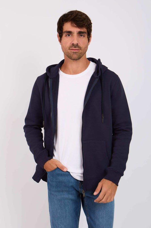 Men Regular Fit Sweat Jacket Navy