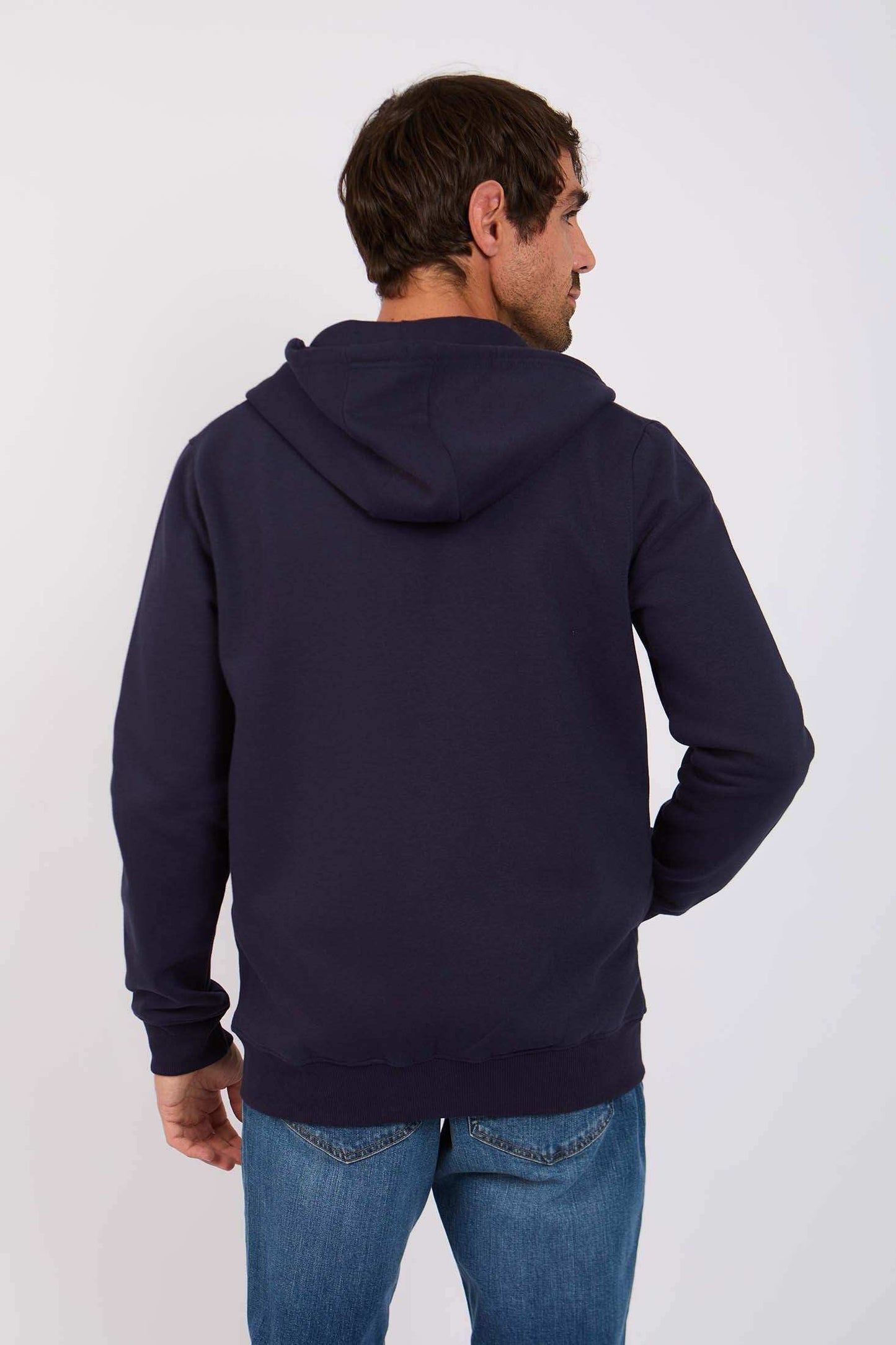 Men Regular Fit Sweat Jacket Navy