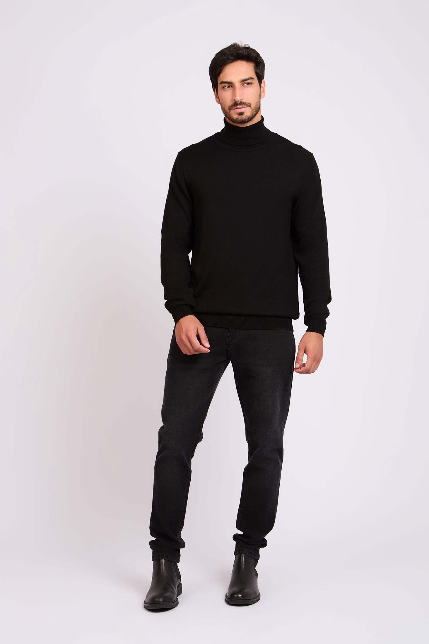 Slip On Solid Pullover with Turtle Neck