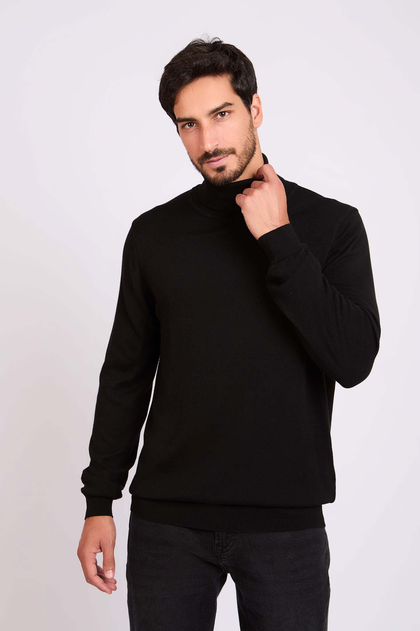 Slip On Solid Pullover with Turtle Neck