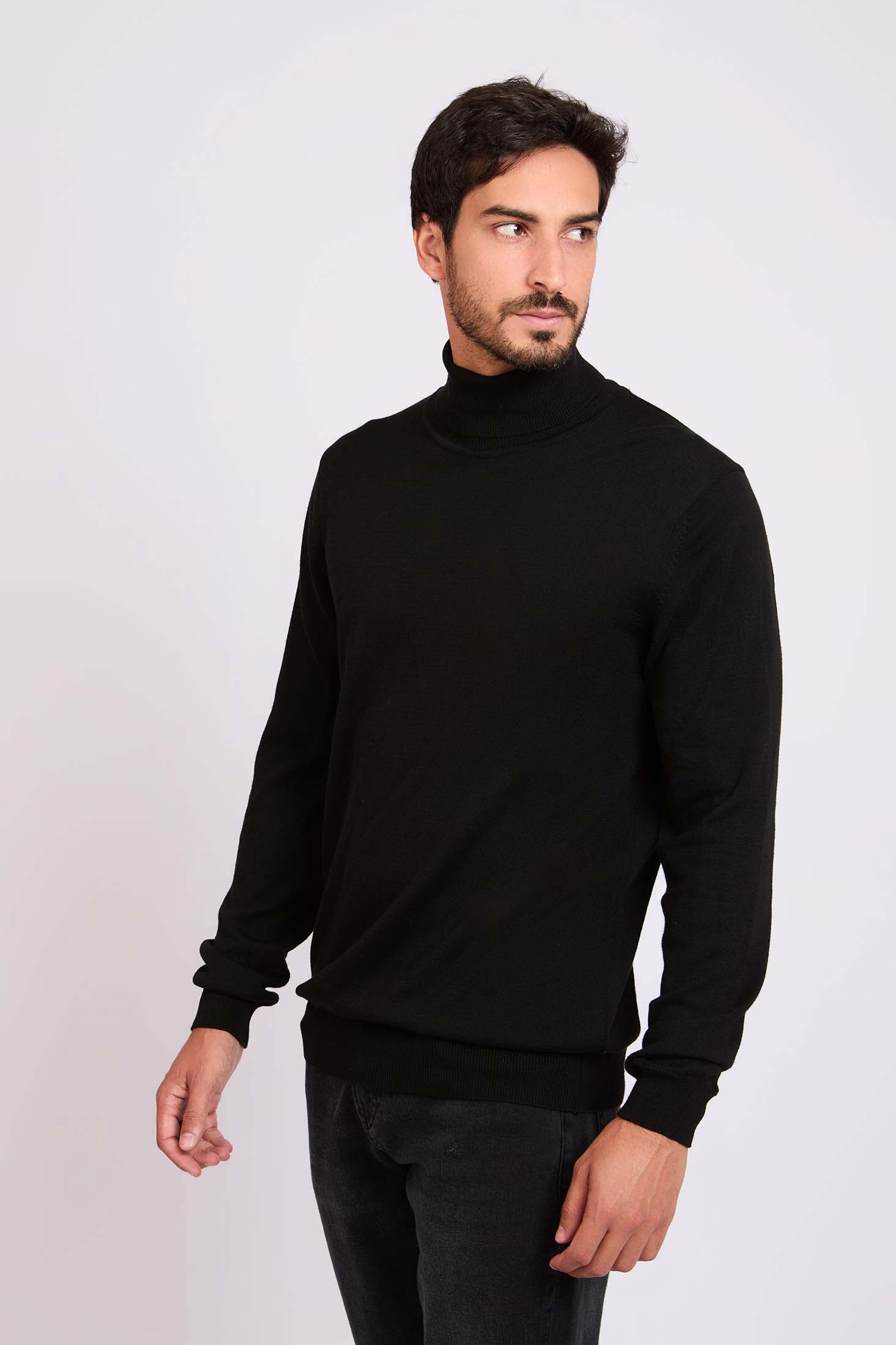 Slip On Solid Pullover with Turtle Neck