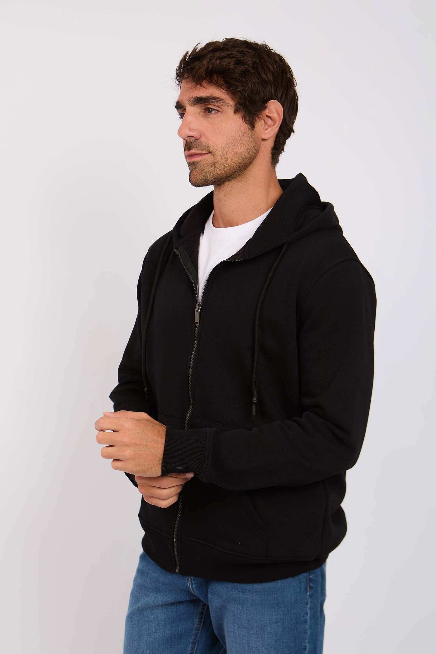 Men Regular Fit Sweat Jacket - Black