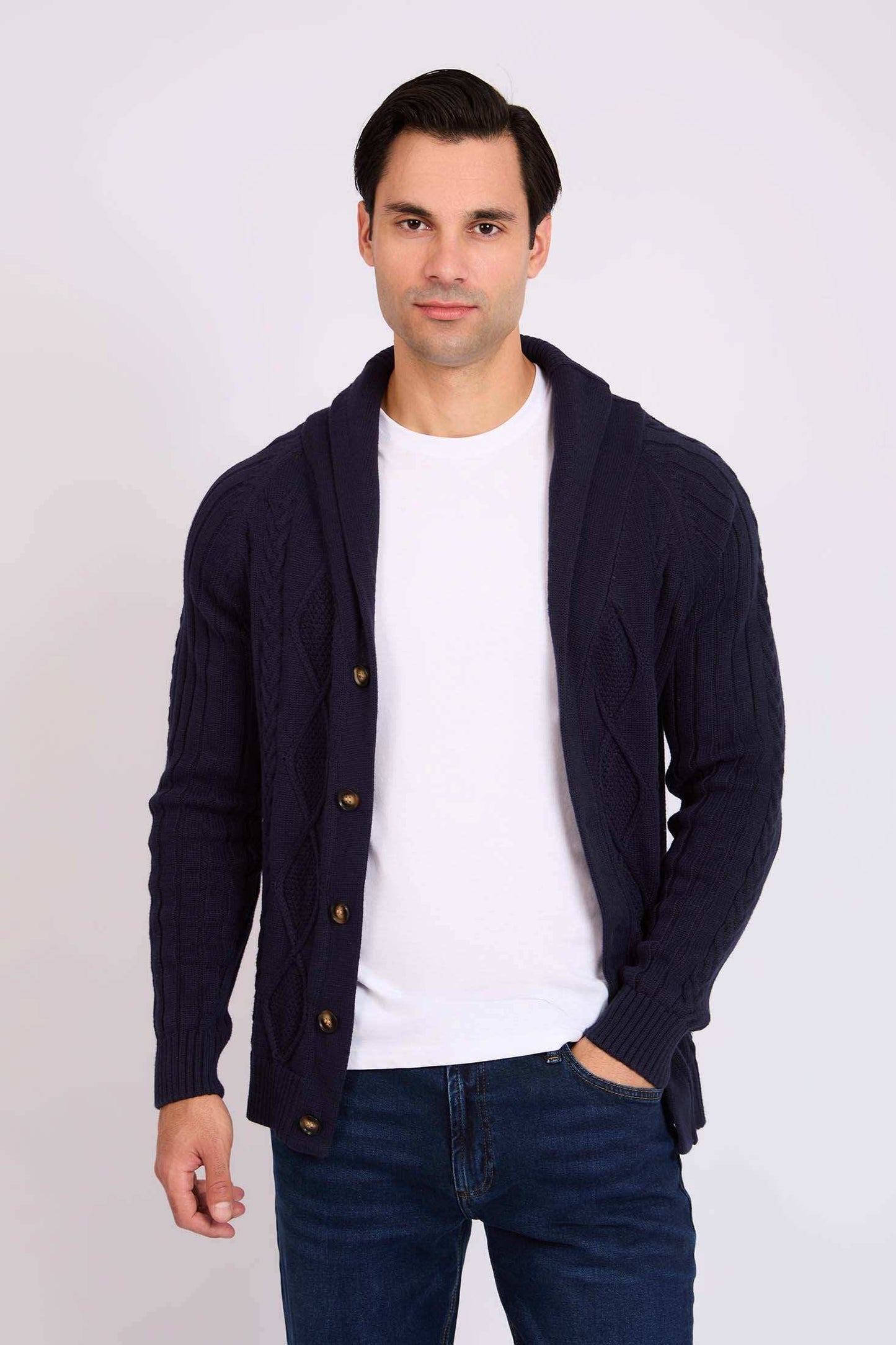 Men Regular Fit Cardigan Blue