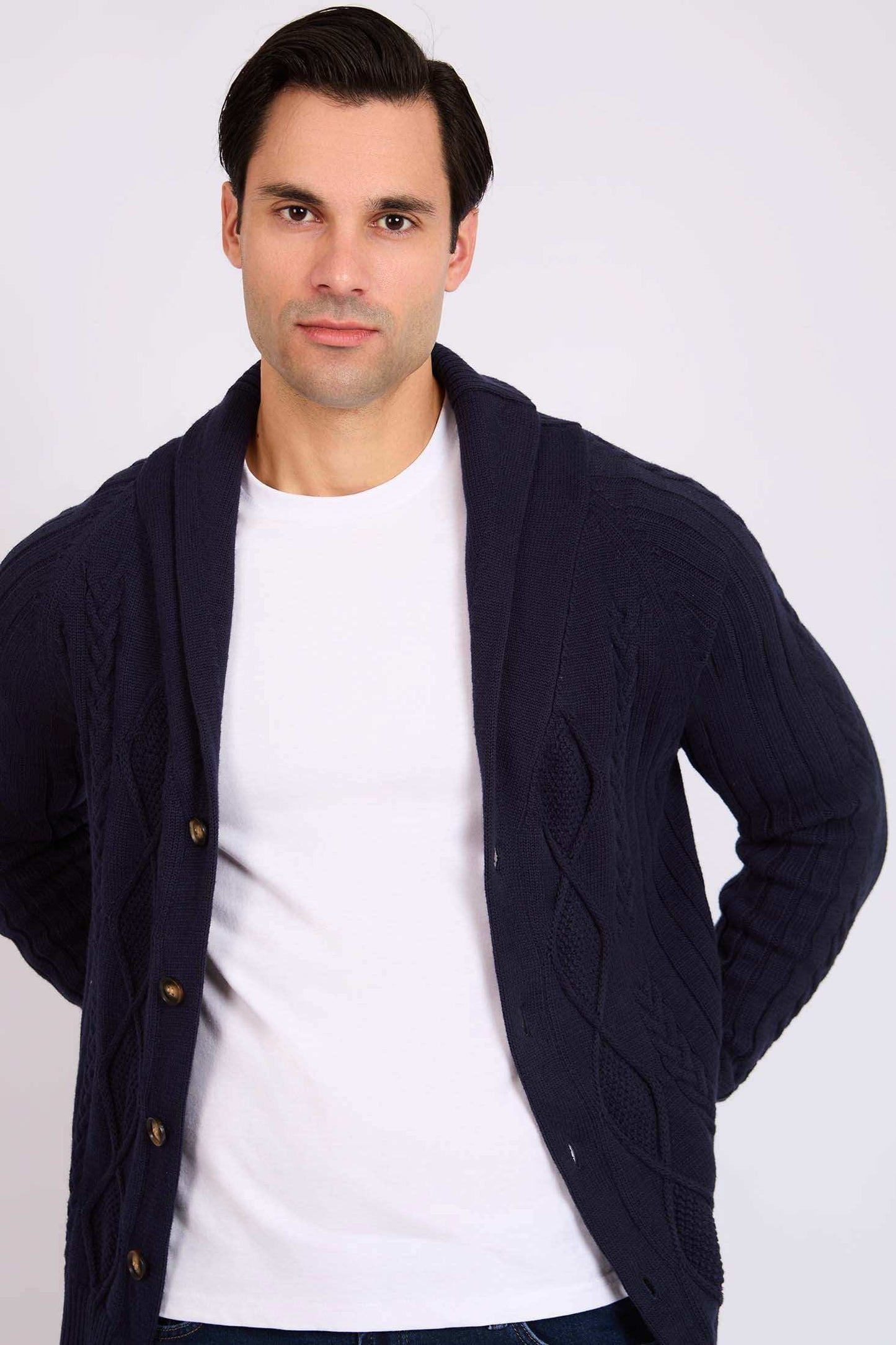 Men Regular Fit Cardigan Blue
