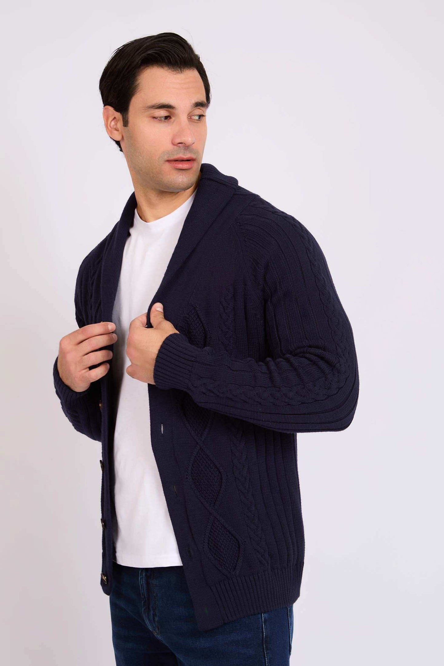 Men Regular Fit Cardigan Blue