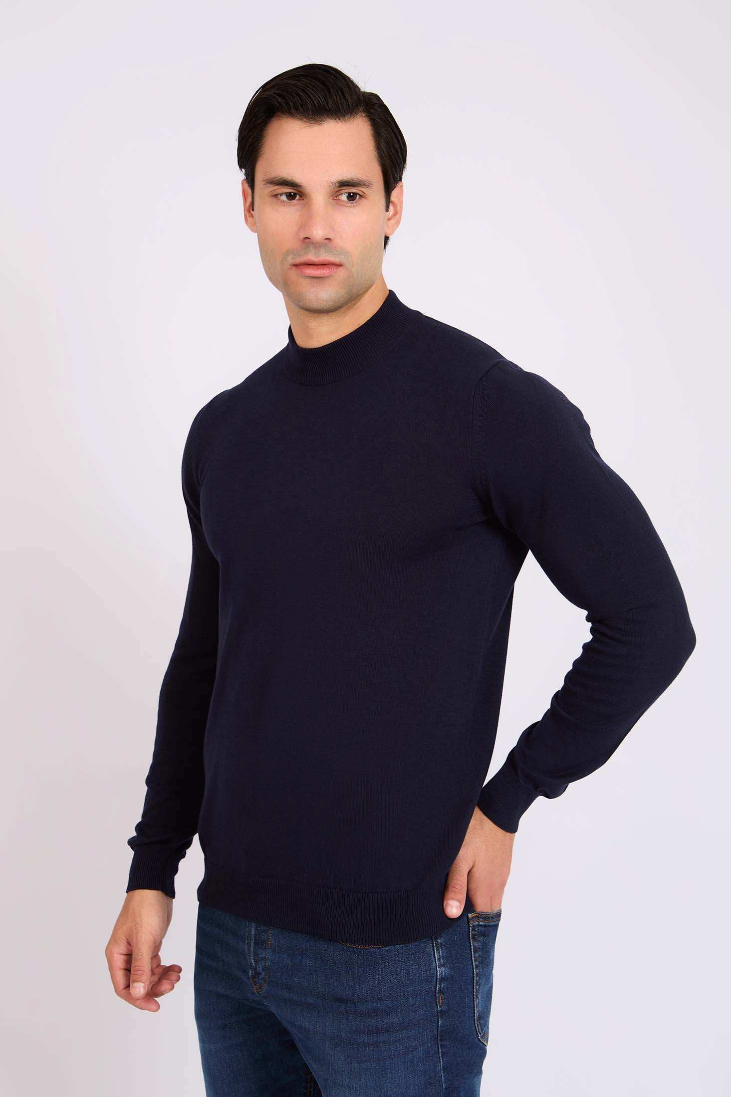 Slip On Solid Pullover with Turtle Neck