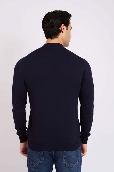 Men Turtleneck Basic Pullover - Dark Navy