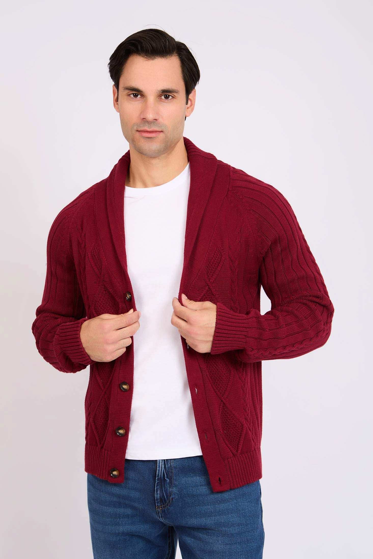 Men Regular Fit Cardigan Red