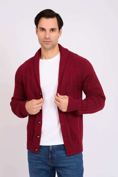 Men Regular Fit Cardigan - Red