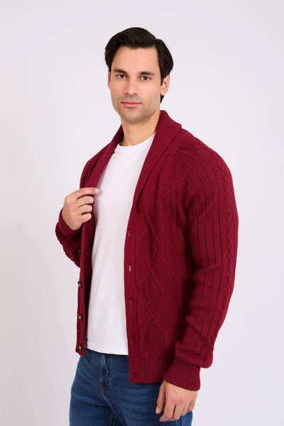 Men Regular Fit Cardigan - Red