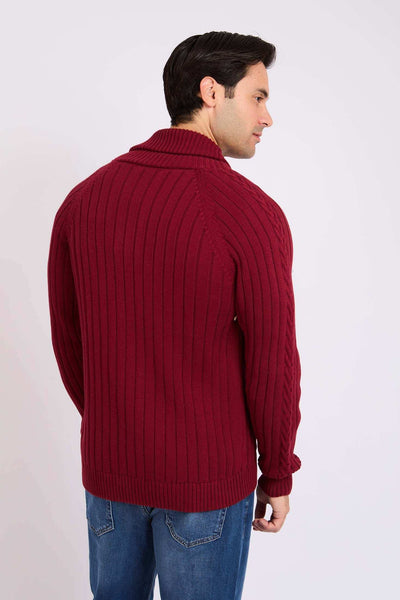 Men Regular Fit Cardigan - Red