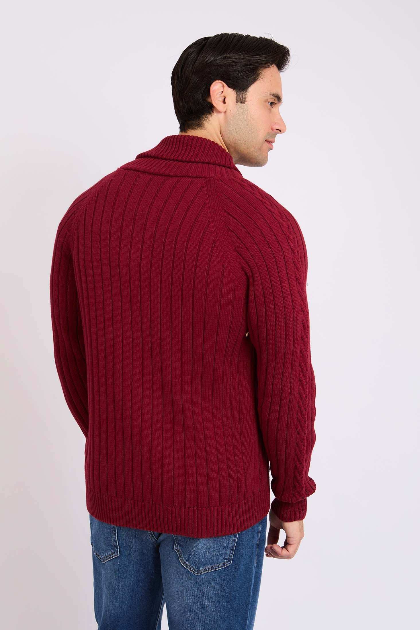 Men Regular Fit Cardigan Red