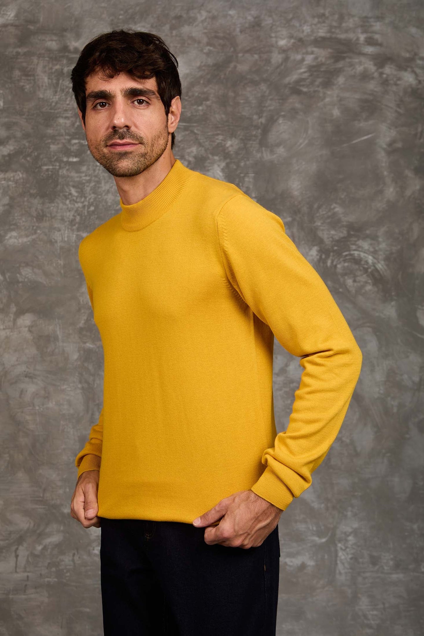 بلوفر سادة سهل الارتداء برقبة عالية