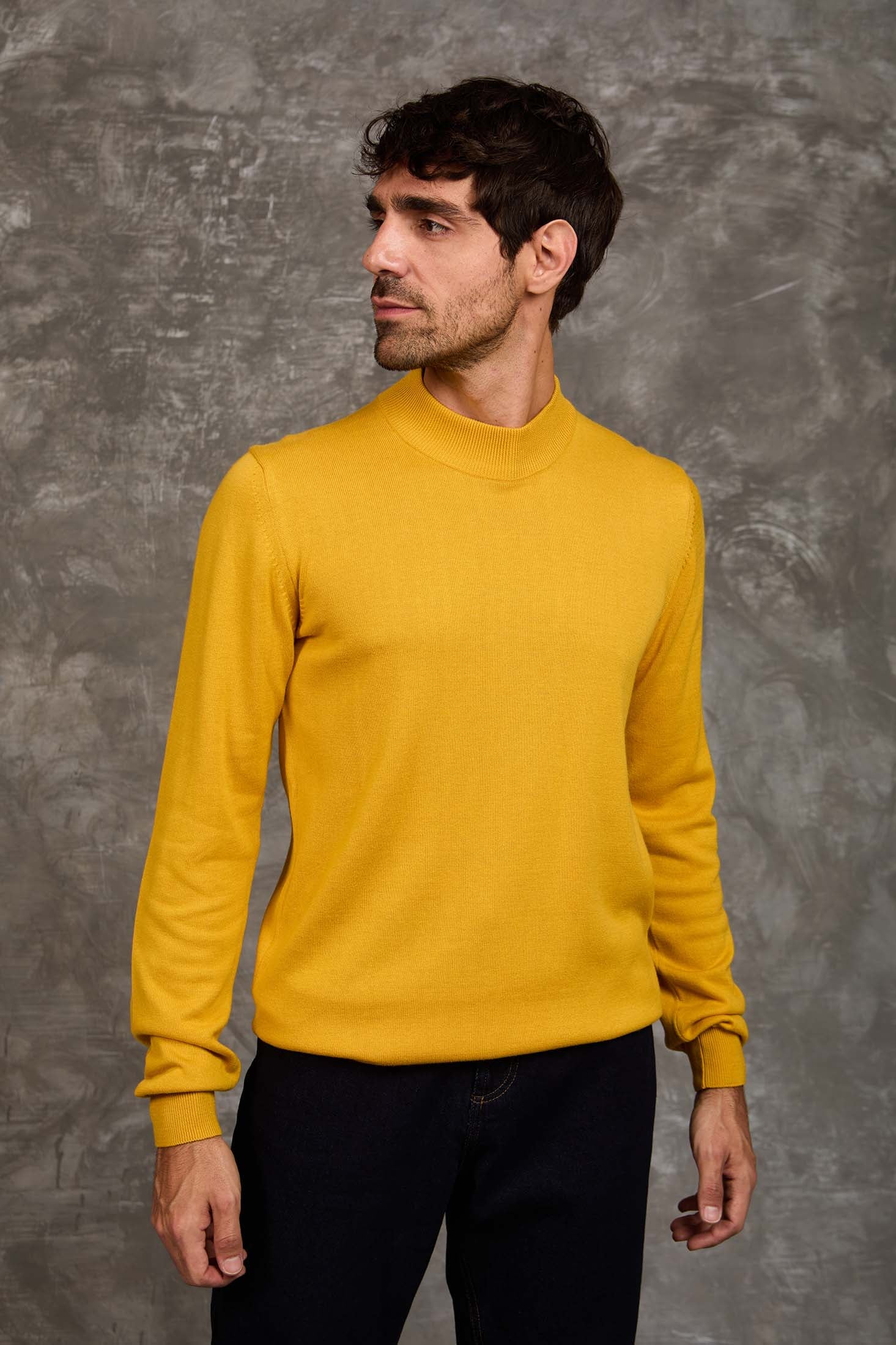 بلوفر سادة سهل الارتداء برقبة عالية