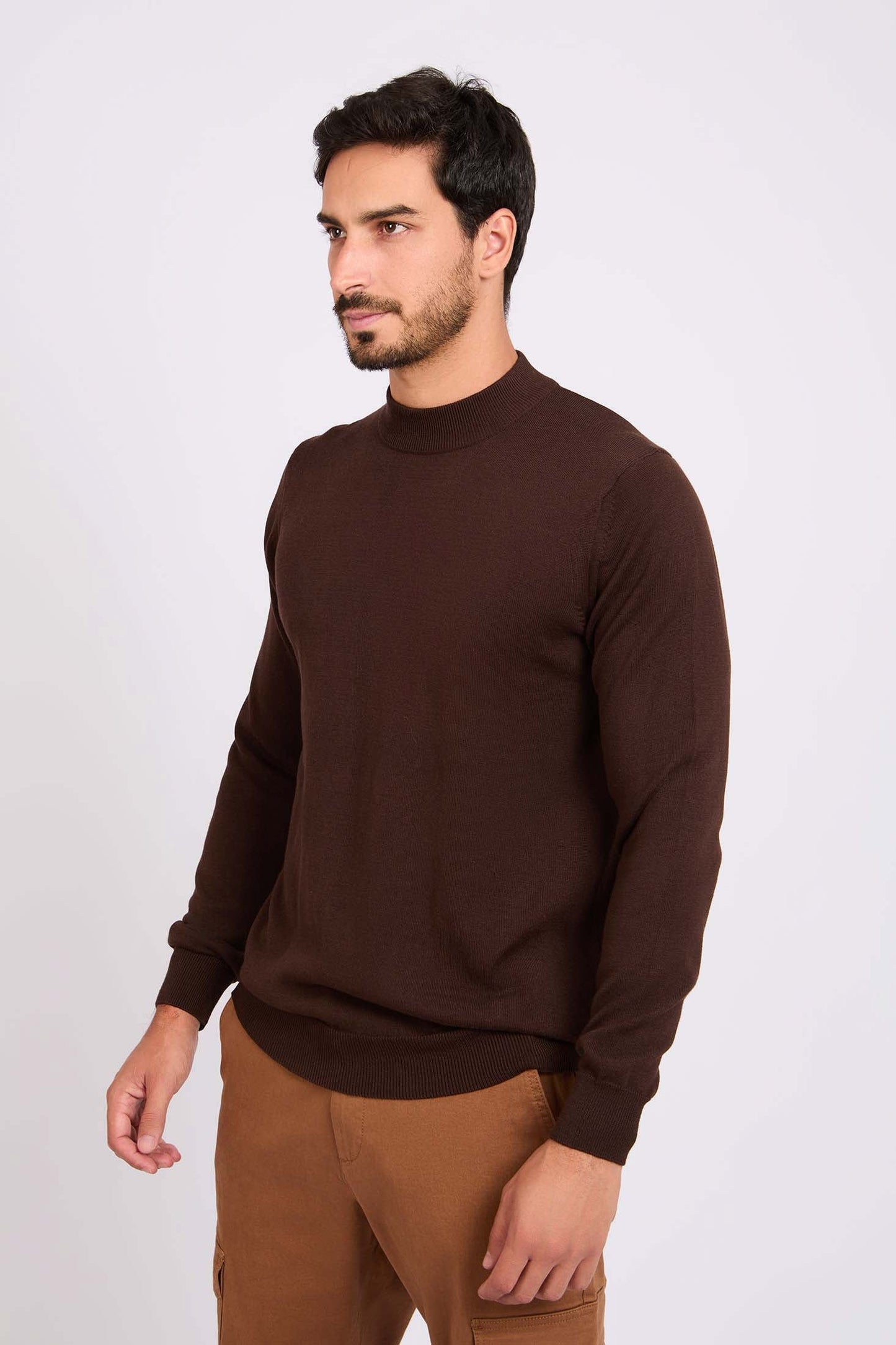 Slip On Solid Pullover with Turtle Neck