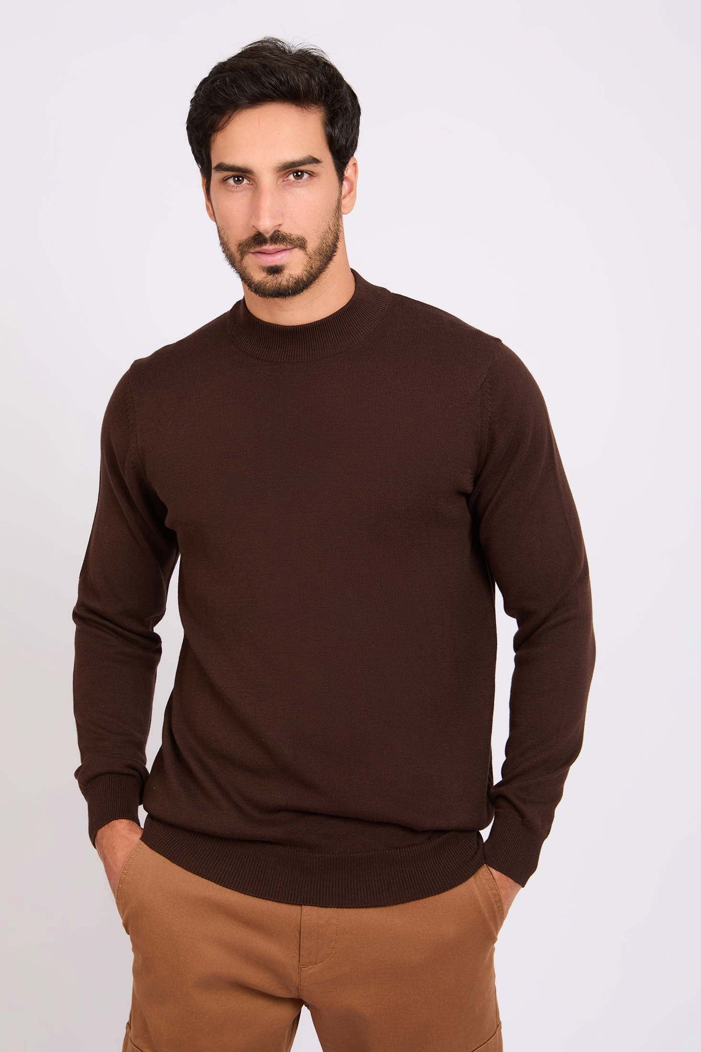 Slip On Solid Pullover with Turtle Neck