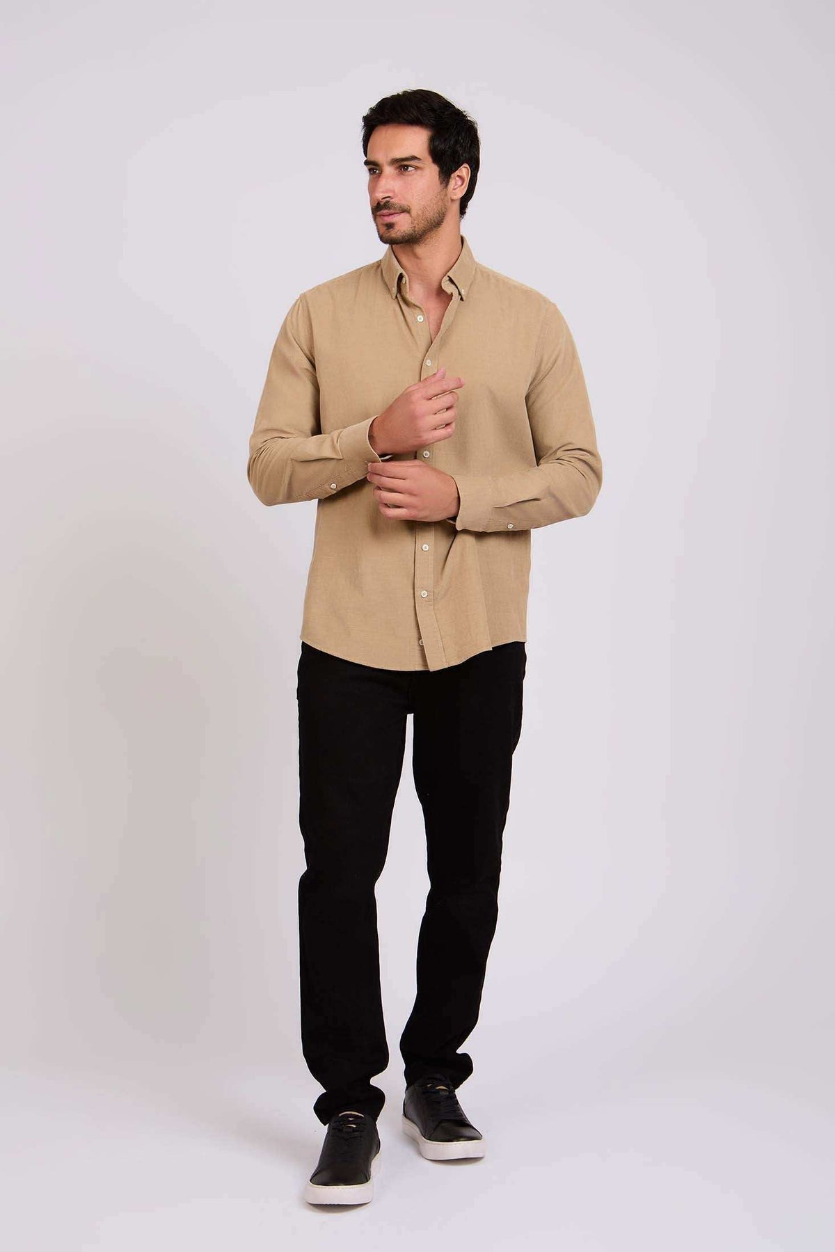 Men Regular Fit Shirt Brown