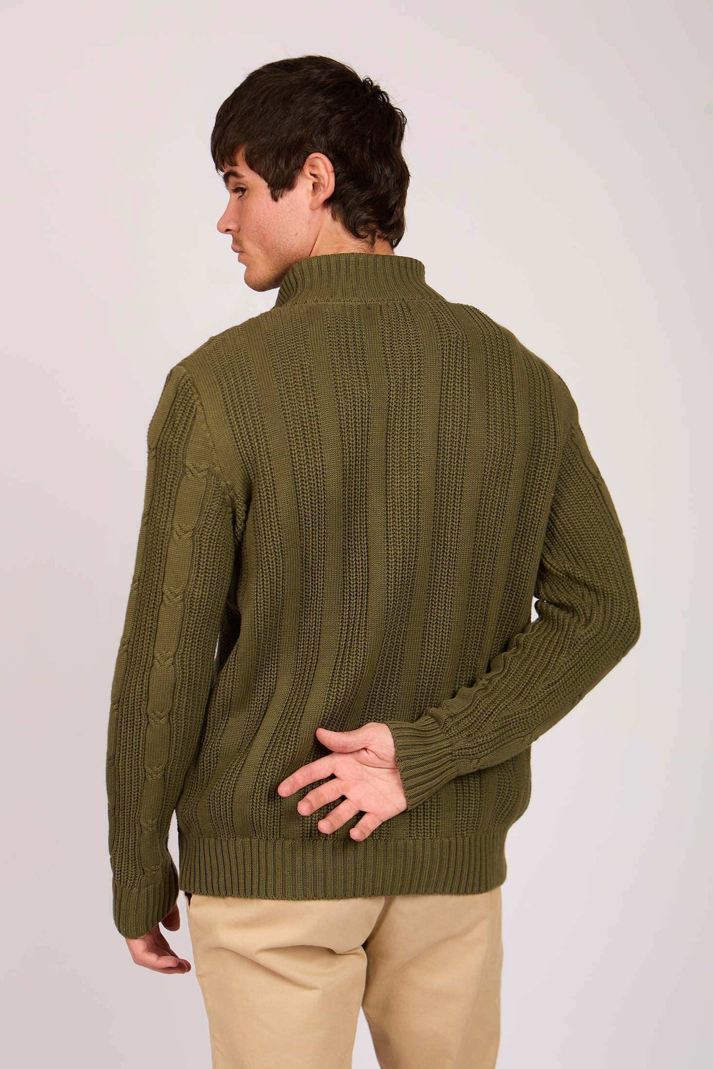 Men Regular Fit Cardigan Green
